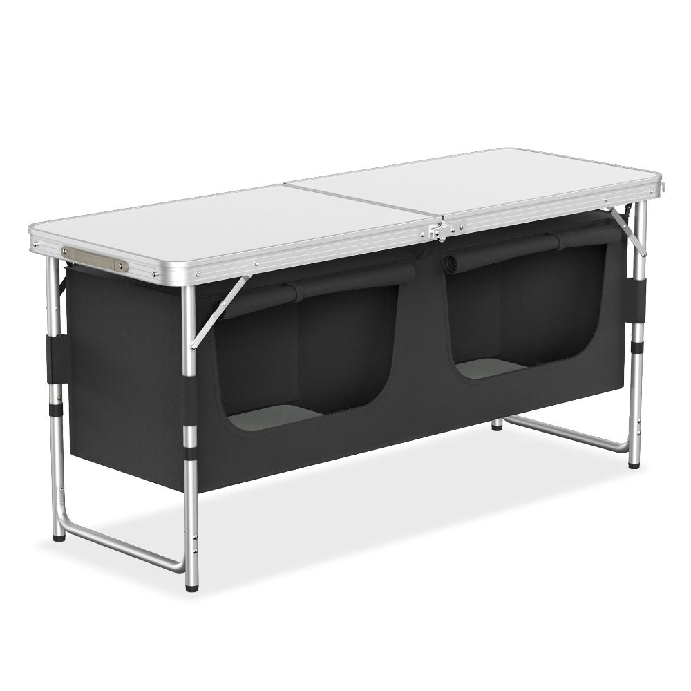 Set de Cocina Portátil para Camping con Gabinete Plegable, Completo con Bolsa de Transporte y Estructura de Metal, Ideal para Picnics, Salidas a la Playa, Viajes y Barbacoas, Mide 120X47X62Cm