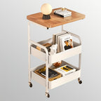 Carrito de rodillos multifuncional de tres niveles, estante de almacenamiento multifuncional de metal, estante para snacks, con rodillos portátiles, adecuado para cocina, hogar u oficina, carrito de rodillos para almacenamiento y organización de oficina,