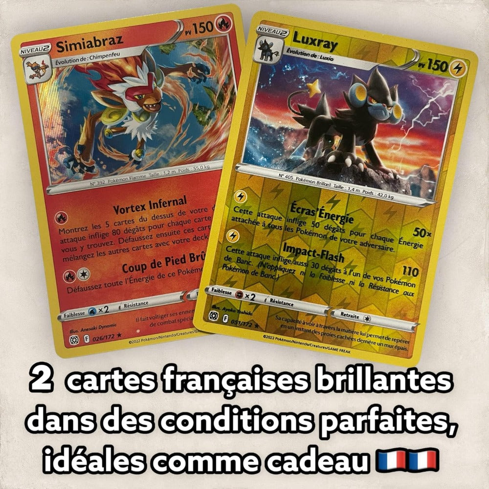 Pokémon 20 Cartas Oficiales en Francés Incluyendo - 2 Shiny - Sin Pokémon Duplicados, Cartas para Niños