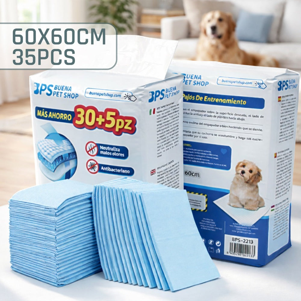 Empapadores para mascotas, almohadillas absorbentes desechables para perros y gatos, extra gruesas, anti fugas, control de olores, tapetes de entrenamiento interior,60x90cm 35PCS 60x60cm 35PCS