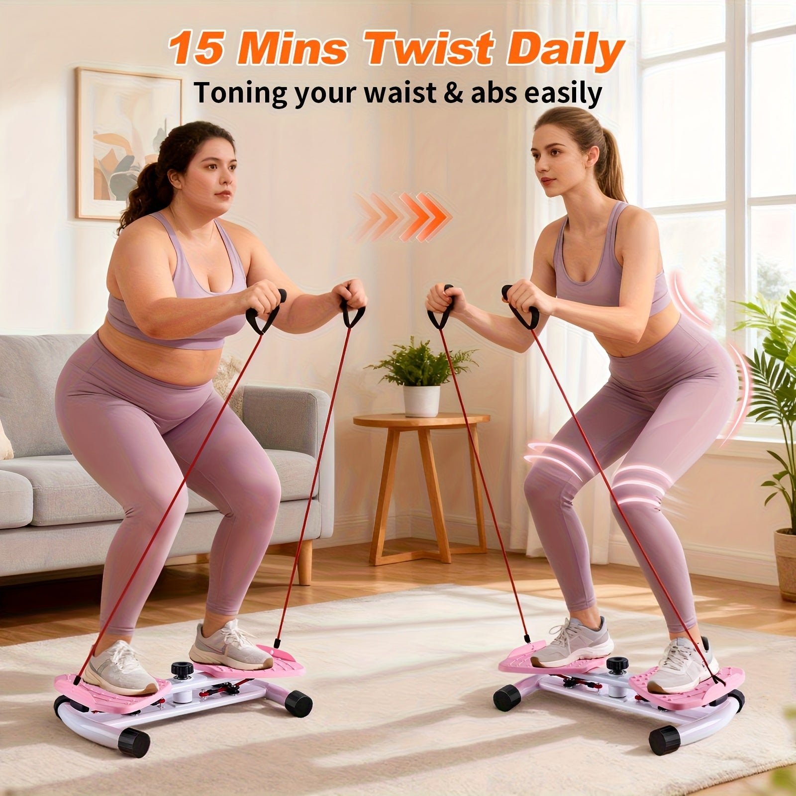 Tabla de torsión de cintura, tabla de torsión para ejercicio, máquina de ejercicio de torsión de cintura, herramienta de fitness de torsión de cintura, diseño de masaje de pies, tabla de 53.01 cm con dos cuerdas de 76.2 cm de largo, adecuada para gimnasio
