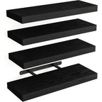 4 Estantes de Pared, Cada Uno Soporta 10kg, Estante Colgante Suspendido, Madera Maciza Natural, Resistente, Ahorra Espacio, Fácil de Instalar, Estantes Flotantes, Almacenamiento Decorativo Multifuncional para Sala, Cocina, Baño, Dormitorio, Estantes Flota