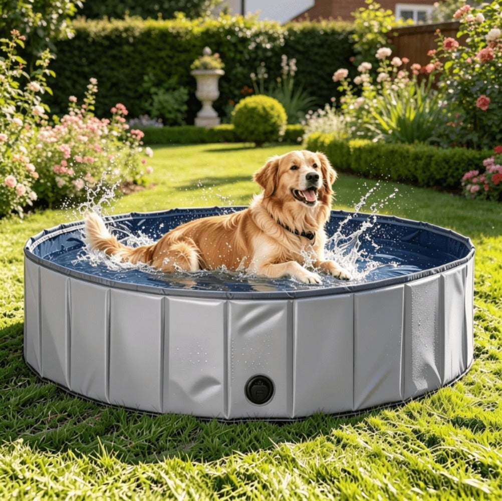 Piscina Plegable para Perros Gatos Bañera Portátil para Mascotas Plegable PVC y Resistente 80x20cm