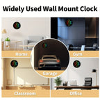 Reloj de pared digital - 25 cm/10 11" RGB, brillo automático, temperatura, fecha y día, horario de verano automático, luz nocturna, sin tictac, reloj de pared eléctrico LED moderno para dormitorio, sala de estar