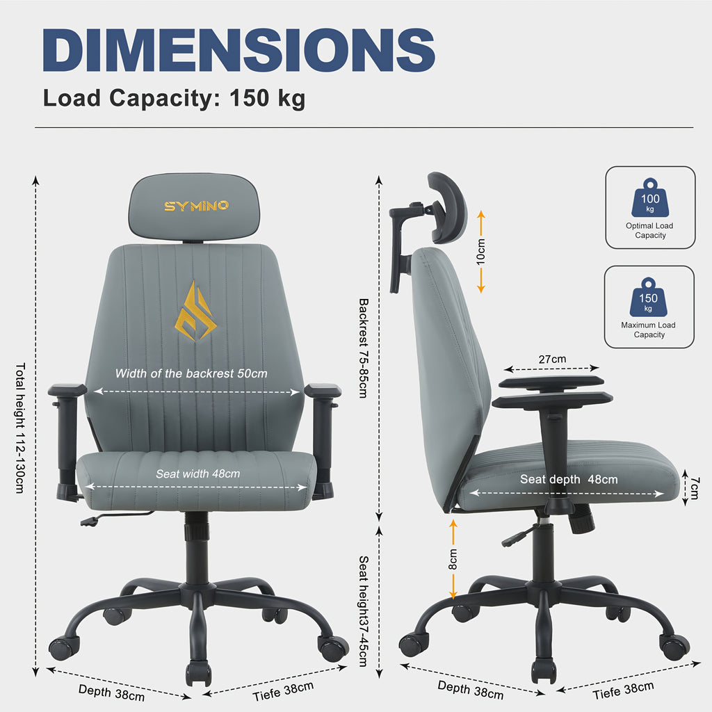 Silla de oficina para teletrabajo y estudio | 150Kg y Ajustable