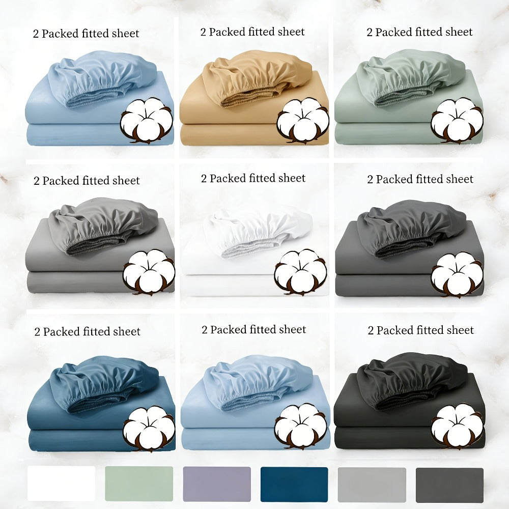 Juego de 2 sábanas bajeras, 100 % algodón, disponibles en varios colores. Sábana bajera/protector de colchón/funda de colchón, hecha de material de algodón suave, transpirable y cómodo (no incluye fundas de almohada).