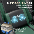 Silla Gaming con Masaje Lumbar Incorporado, Diseño Ergonómico Soporte Lumbar Ajustable y Reposacabezas, Silla de Computadora Giratoria de 360 Grados Reclinable para Oficina, Ideal para Juegos/Trabajo de Larga Duración