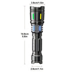 1 linterna recargable potente de alto lumen, 4 modos de iluminación, linterna LED zoomable, linterna de emergencia portátil de aleación de aluminio con pantalla electrónica, para emergencias comerciales, pesca, camping, exploración, caza, senderismo