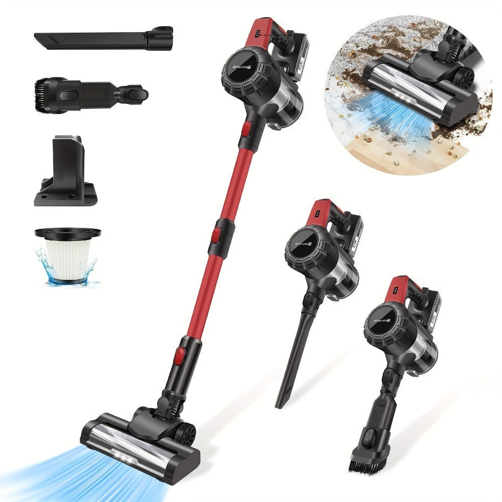 Aspiradora de Mano Inalámbrica 45KPa con Base Autónoma, Limpieza Multisuperficie 6 en 1, Autonomía de 20/60 Min, Ligera 2.72KG,  180° y LED//Aspirador de Pelo, Batería Extraíble - Para Hogar, Pelo de Mascotas, Suelos Duros