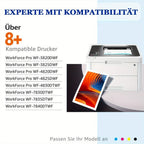 Un paquete de 10 cartuchos de tinta compatibles con la impresora Epson 405 XL, aptos para varios modelos Epson Workforce, incluyendo la EC-C 7000 Pro y la serie WF-3800