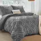 Juego de edredón con funda de almohada jacquard bohemio de 2/3 piezas, suave, agradable para la piel, cómodo, transpirable, lavable a máquina con cierre de cremallera, universal para las cuatro estaciones, fácil, lujoso, adecuado para dormitorios, habitac