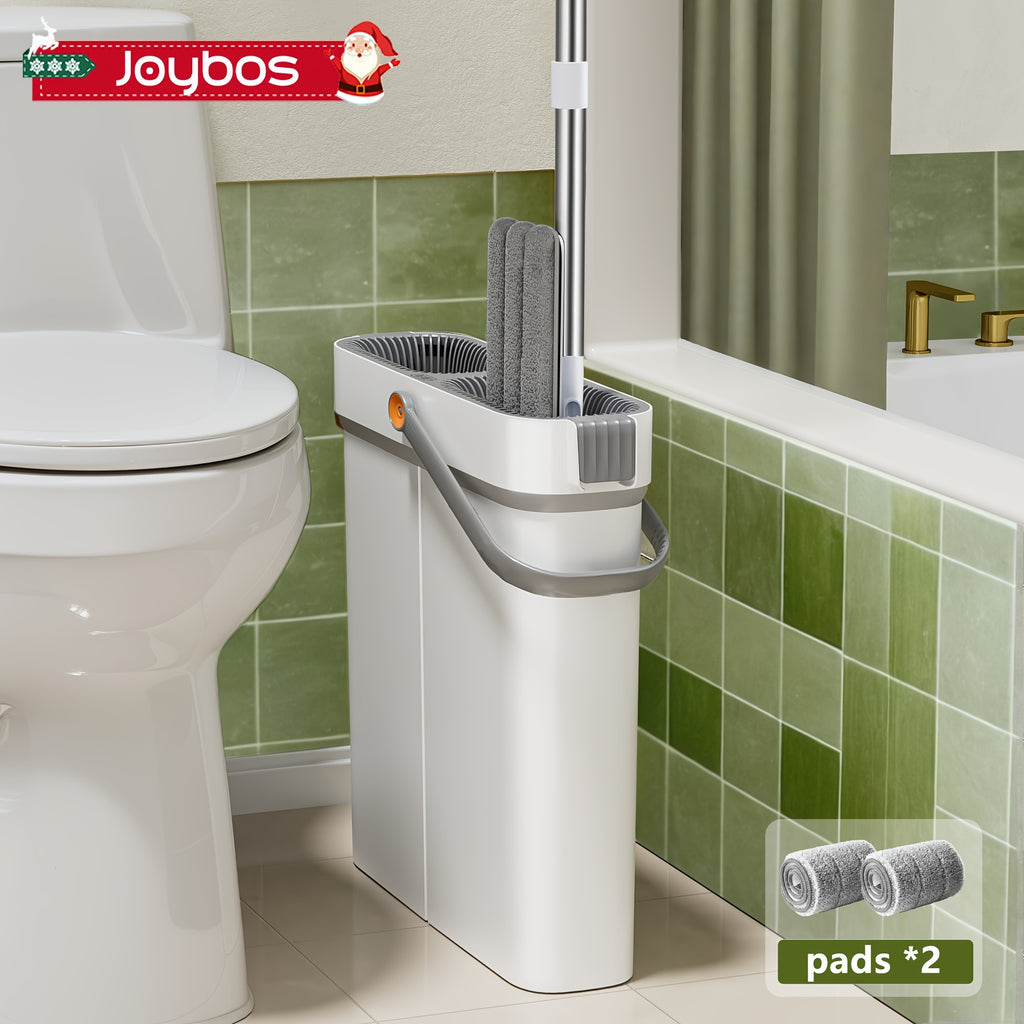1 unidad de fregona plana Joybos con cubo para fregona para una limpieza fácil del piso, 4 paños de microfibra para quitar el polvo, fregona de plástico duradera, ideal para el hogar, la cocina, la sala de estar, el dormitorio, el uso en el piso del baño,