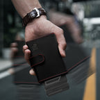 Cartera para hombre con bloqueo RFID, tarjetero con expulsión automática, bolsillo para monedas y ventana para identificación - Elegante carcasa de aluminio , capacidad para 8-10 tarjetas, estilo de negocios, perfecta como regalo de Navidad para hombres