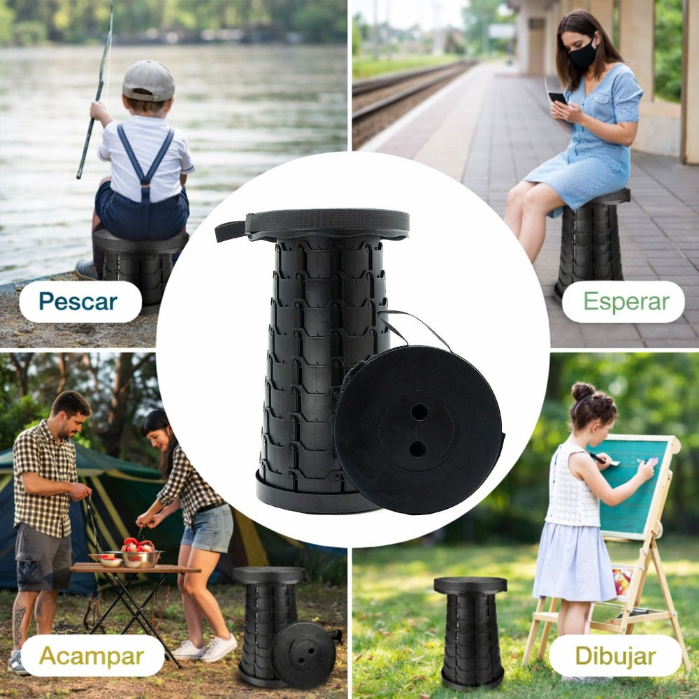 Silla y taburete plegables portátiles de alta resistencia - Diseño compacto y ligero, taburete plegable multifuncional ajustable de altura para camping, pesca, senderismo - Equipo de exterior duradero, regalo perfecto para pescadores, silla de camping con