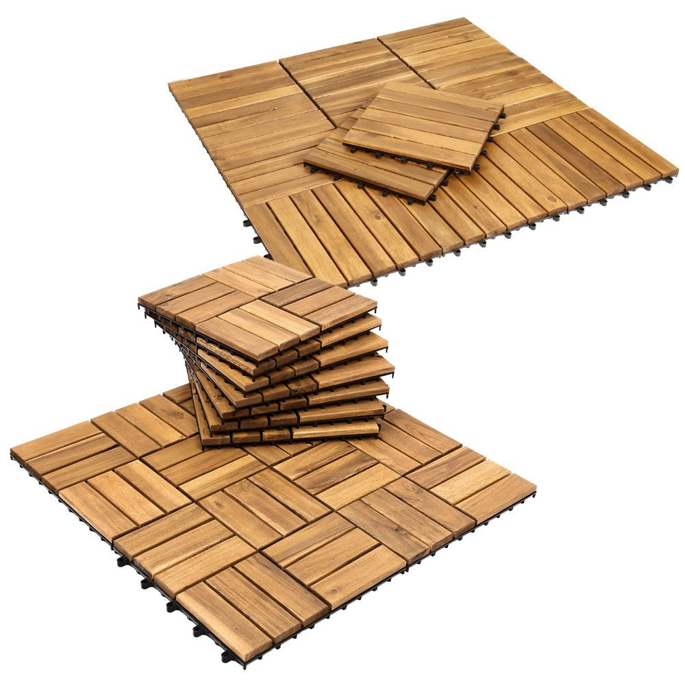 11-55 Piezas de Baldosas de Madera de Acacia Entrelazadas - Baldosas de Terraza DIY Antideslizantes para Exterior/Interior, Adecuadas para Patio, Balcón, Jardín - Revestimiento de Compuesto de Madera-Plástico (WPC) Resistente a la Intemperie, Fácil Instal