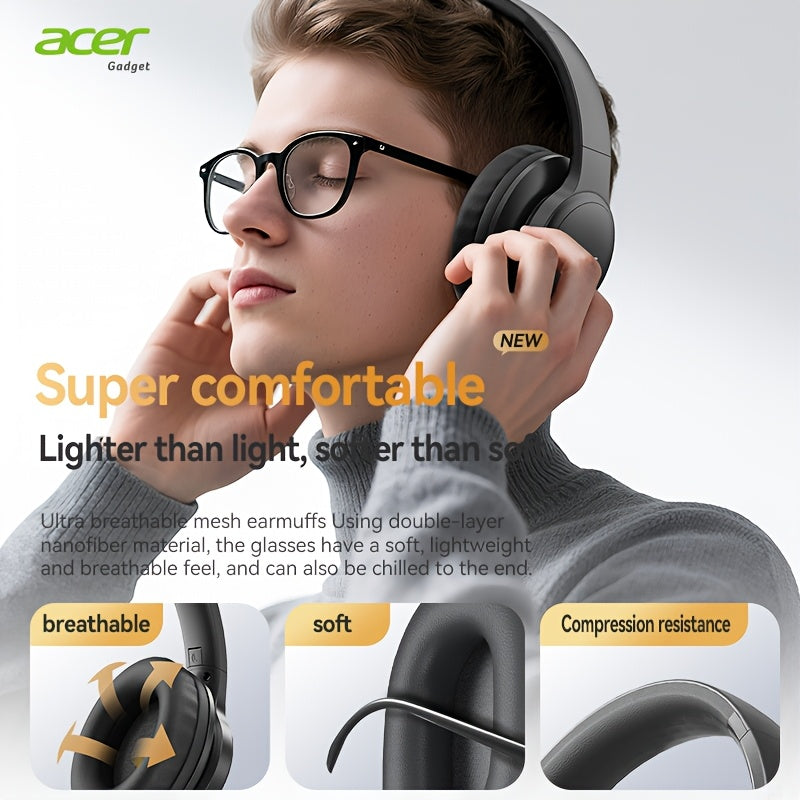 Auriculares Bluetooth | Auriculares inalámbricos supraaurales Acer Ohr559, sonido estéreo de alta fidelidad de baja frecuencia, reducción de