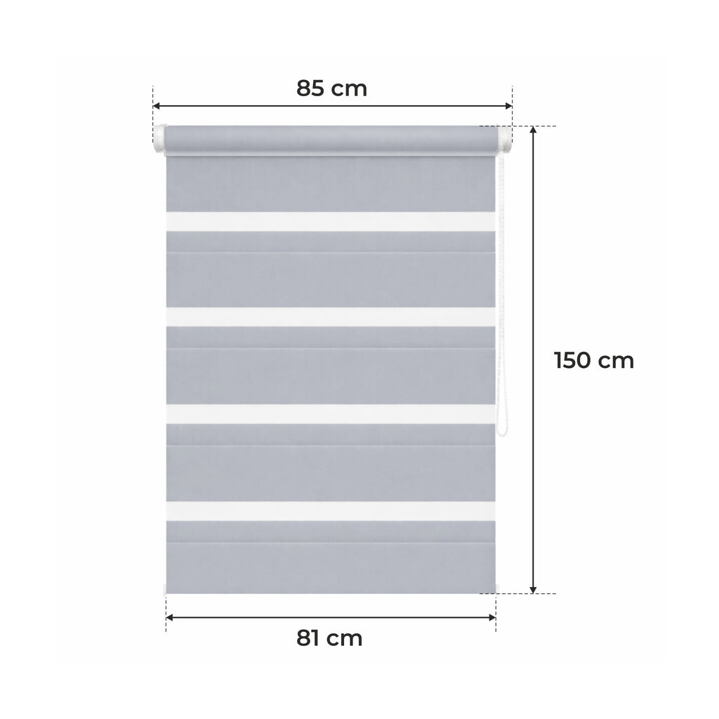 Persiana Día y Noche - Gris Claro - 32 Tamaños - BOJANEK Día y Noche - Instalación No Invasiva, Sin Necesidad de Taladrar, Ajuste por Cadena, Soportes Ajustables para Diferentes Grosos de Ventanas, Diseño Moderno, Protección de Luz y Privacidad, Perfecta