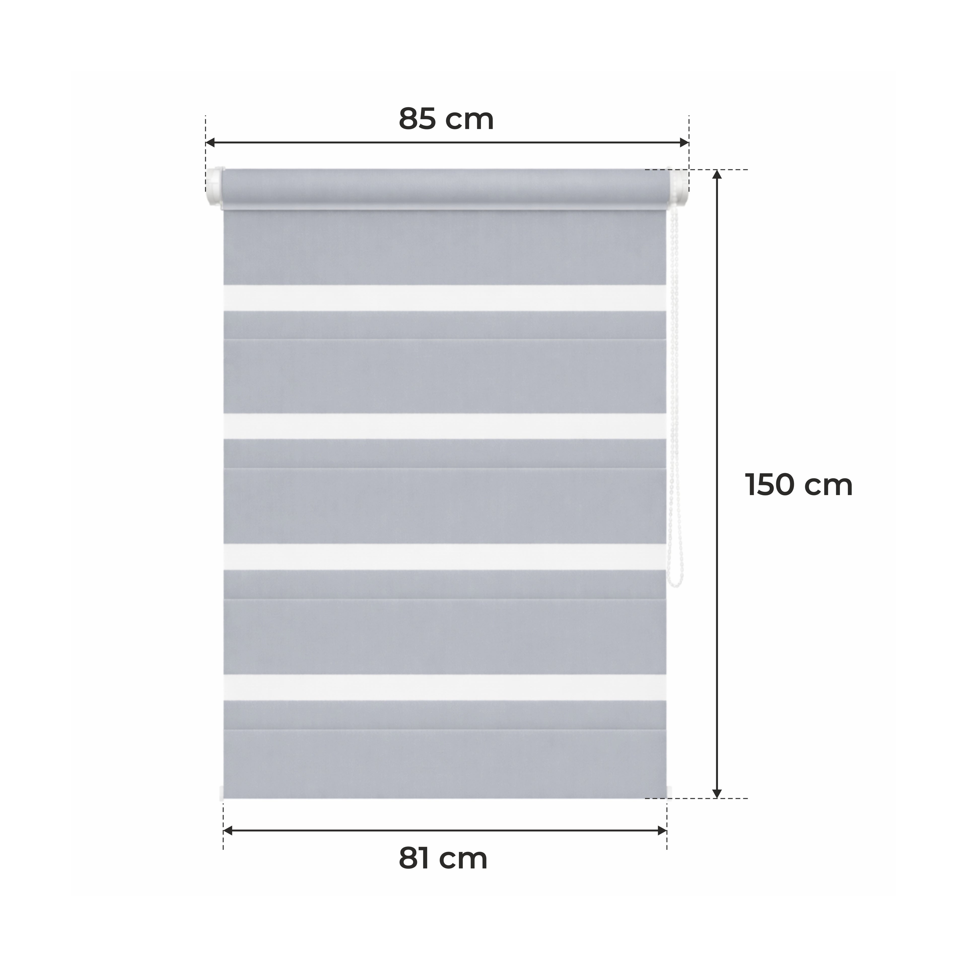 Persiana Día y Noche - Gris Claro - 32 Tamaños - BOJANEK Día y Noche - Instalación No Invasiva, Sin Necesidad de Taladrar, Ajuste por Cadena, Soportes Ajustables para Diferentes Grosos de Ventanas, Diseño Moderno, Protección de Luz y Privacidad, Perfecta