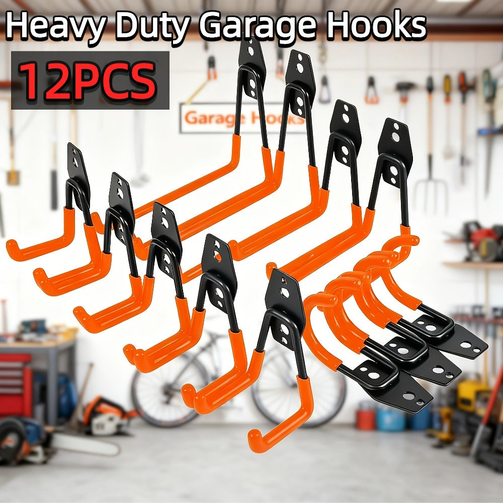 Set de ganchos de garaje para pared 12 piezas | Herramientas, escaleras y bicicletas