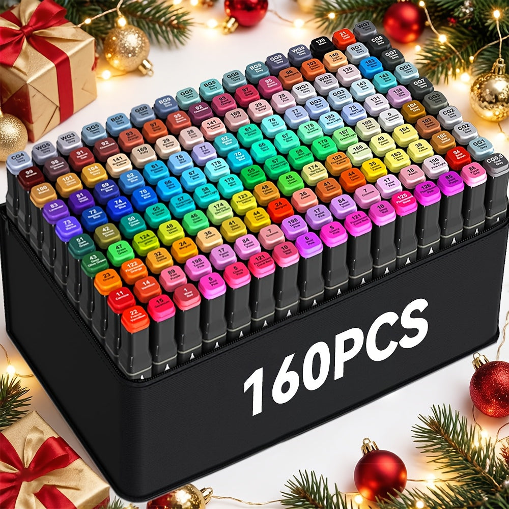 Set de Marcadores de 160 Colores de Gran Venta, Uso Artístico Profesional, Diseño de Doble Punta, Delimitación de Colores, Mezcla Libre, Pintura de Cielos Estrellados de Sueño y Ilustraciones Retro, Marcadores para Colorear Modelos, Ergonómicos, Viaje de