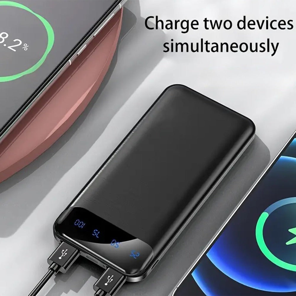 Batería Externa Portátil de Gran Capacidad de 20000Mah, 2 Salidas USB y Salida/Entrada Tipo-C, Ideal para Cargar Dispositivos Móviles, Equipada con Pantalla LED/ Múltiples Colores para Elegir, Dispositivo de Fuente de Alimentación de Emergencia Portátil p