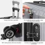 Maletín de Cabina con Múltiples Especificaciones Opcionales, Equipado con Ruedas Desmontables de 360°, Gancho Lateral Práctico y Cerradura de Combinación, Ligero y Resistente, en Gris Claro: La Opción Ideal para Viajes en San Valentín.