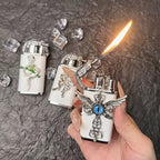 Encendedores recargables | Encendedor de Cocodrilo Hecho a Mano con Doble Llama Recta a Prueba de Viento, Inflable, de Alto Valor y Alta Gama