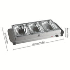 SUPERLEX Servidor Eléctrico de Bufé con Calentador de Comida, que Cuenta con Tres Ollas de 1.5L, un Diseño Espacioso de Acero Inoxidable, una Placa Caliente con Tapas Desmontables, Ajustes de Temperatura Ajustables y un Bandeja de Calentamiento Portátil p