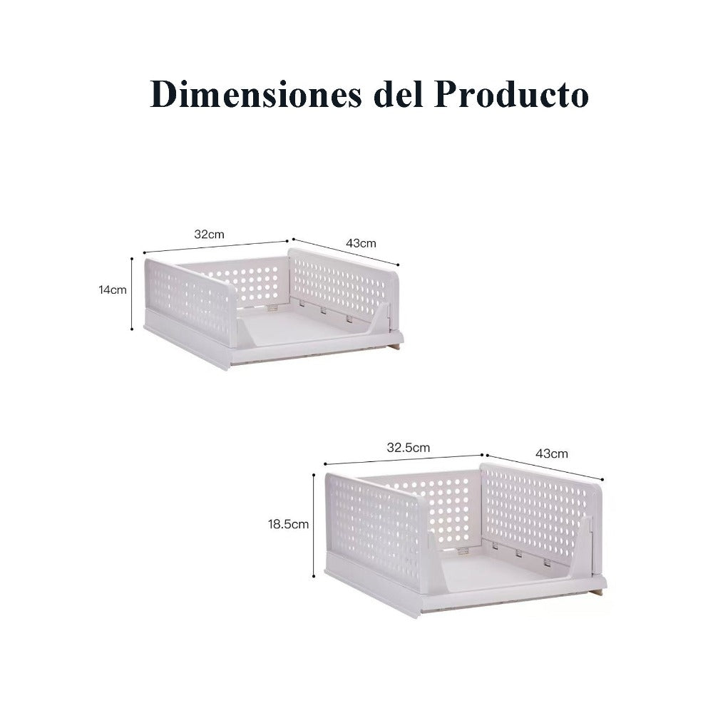 4pcs Organizadores Armario Plegables y Apilables, Cajones de Almacenaje con Separadores Extraíbles, Almacenaje y Organización para Dormitorio, Oficina y Baño, Plastico