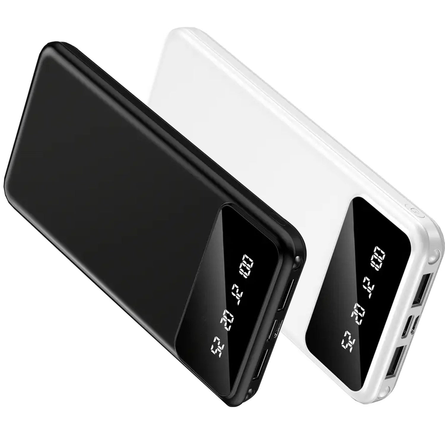 Baterías externas | 20000mAh-2pcs Banco de Energía Móvil de Gran Capacidad, Carga para Dispositivos Móviles, Pantalla LED/ Doble Interfaz de