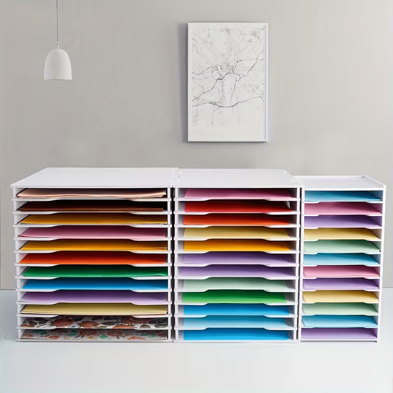 Organizador de papel para álbumes de recortes de varios tamaños, carpeta de almacenamiento clasificadora de archivos de 12 niveles, estante de escritorio para papel de scrapbooking, apto para oficina en casa, tamaño grande/mediano/pequeño, almacenamiento