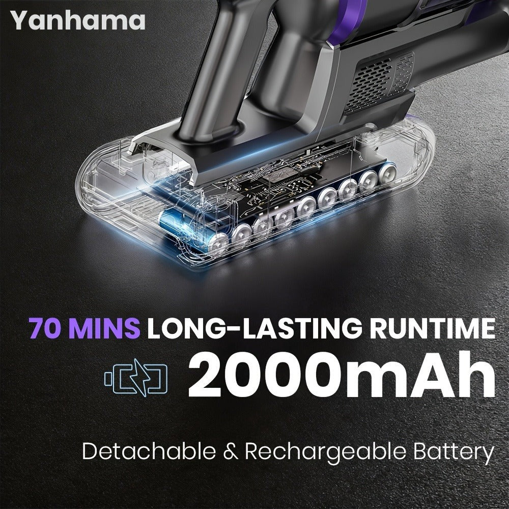 Yanhama Aspiradora Inalámbrica Recargable de 780W y 80Kpa, Nueva Versión, Ideal para Limpieza Profunda de Hogares, Automóviles y Oficinas, con Aspiración Potente, 8 en 1 Vertical con Faros LED, Perfecta para la Limpieza de Primavera
