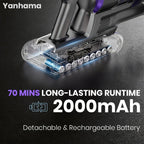 Yanhama Aspiradora Inalámbrica Recargable de 780W y 80Kpa, Nueva Versión, Ideal para Limpieza Profunda de Hogares, Automóviles y Oficinas, con Aspiración Potente, 8 en 1 Vertical con Faros LED, Perfecta para la Limpieza de Primavera