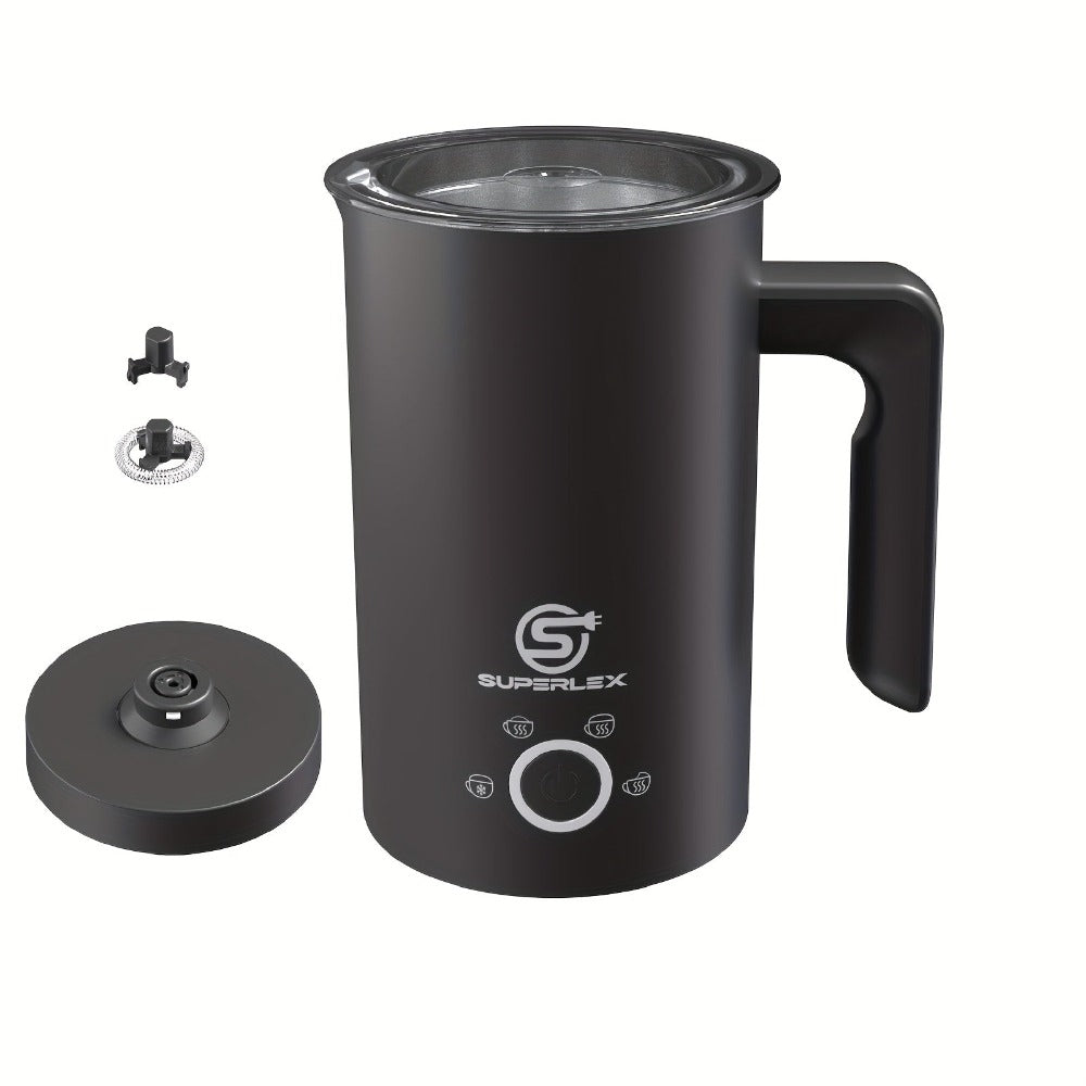 SUPERLEX Espumador de Leche Automático de 500 W con Función de Calentamiento - Espumador de Leche Eléctrico para Capuchino y Latte, Capacidad de 300 ml, Cámara Interior de Acero Inoxidable, Compacto