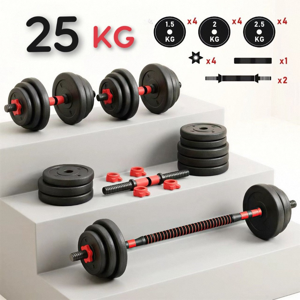 Mancuernas Ajustables de 30 kg, Juego de Pesas con Barra Libremente Combinable con Barras ConexióN, Pesos Fitness para Hombres/Mujeres.