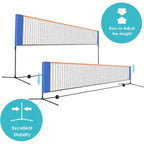 Red de bádminton portátil, red de tenis, ancho 400 cm/500 cm, red de nailon plegable, altura ajustable de 89 a 155 cm, con bolsa de transporte, regalo de Año Nuevo