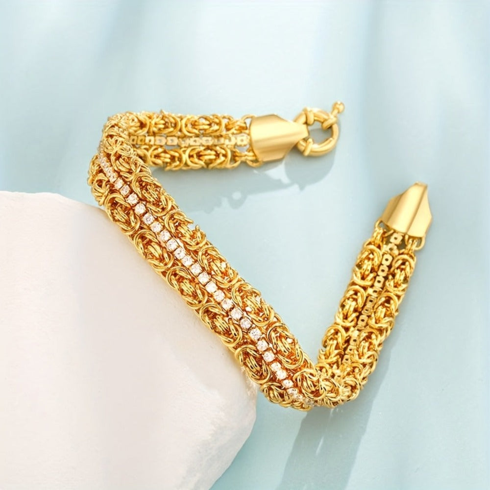 Pulsera de Plata 925 para Hombres, Doble Capa de Cuerda de Hierba con Incrustaciones de Circonita Cúbica Sintética 5A Brillante, Encanto de Moda y Lujo, Regalo Unisex para Hombres, Regalo de Boda, Regalo de Vacaciones, Regalo de Cumpleaños, Regalo de San