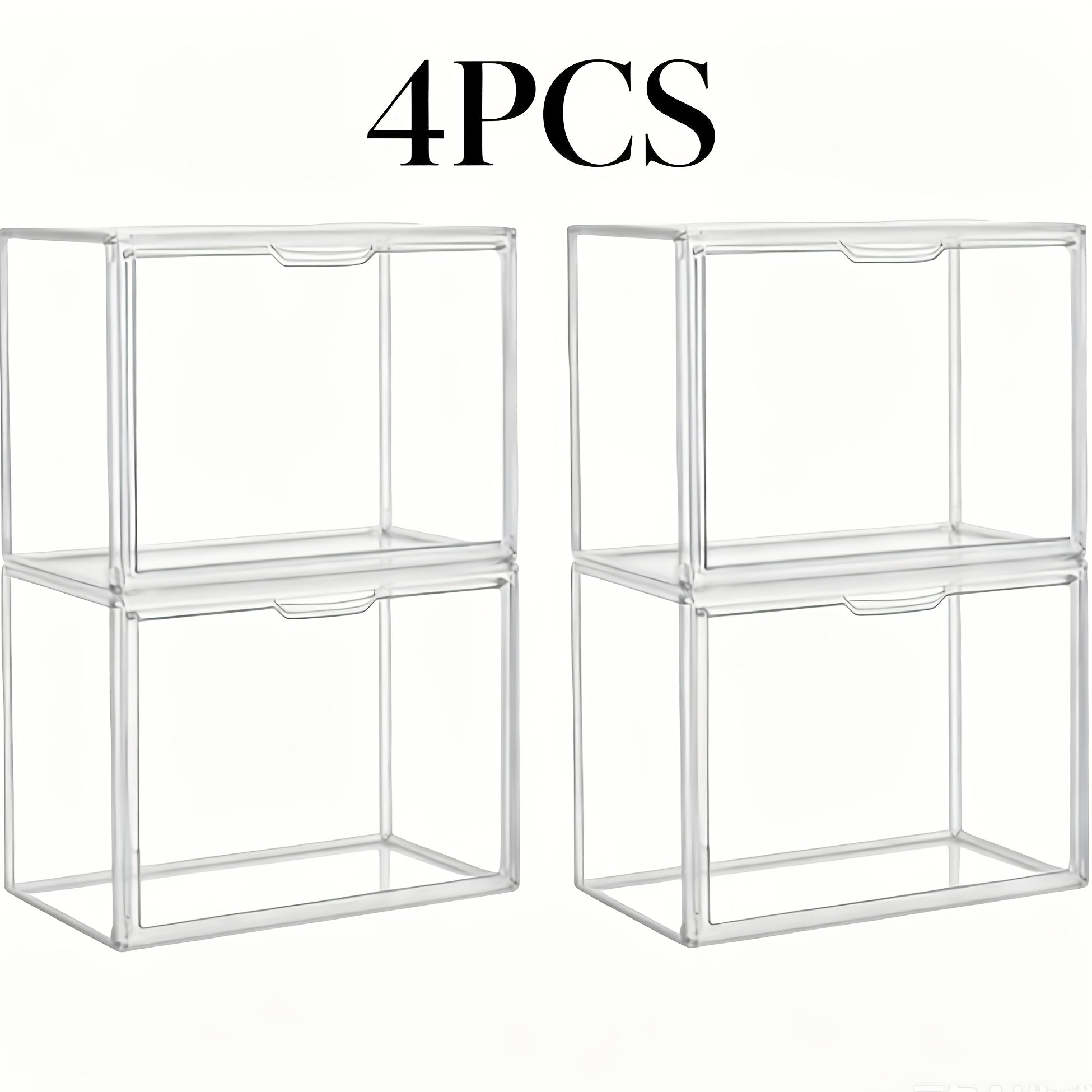 Paquetes múltiples de cajas de almacenamiento acrílicas transparentes grandes con tapa - Organizador apilable a prueba de polvo de alta calidad para juguetes, ropa y decoración del hogar | Contenedor de plástico moderno retro, exhibidor de escritorio mult