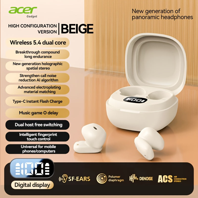 Auriculares Bluetooth | ["Acer Oficial Original"] Auriculares Inalámbricos TWS Bajos Profundos Estéreo + Reducción de Ruido en Llamadas, Batería
