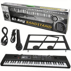 Teclado de Piano Digital de 61 Teclas con Micrófono, Teclado de Piano Musical Portátil, Teclado Electrónico Multifuncional, Instrumento Musical de Teclado para Piano, Regalos de Cumpleaños para Principiantes (Con Pantalla LCD)