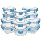 12 Paquete de Contenedores de Vidrio para Alimentos con Tapas Herméticas de Cierre a Presión - Contenedores Rectangulares para Preparación de Comidas, Aptos para Microondas y Lavavajillas, Diseño Apilable y Ahorrador de Espacio para Almacenamiento de Alim