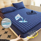 1 pieza Protector de colchón impermeable de alta calidad, sábana bajera ajustada, fabricada con tecnología de gofrado Soundwave, cubrecama suave y cómodo, lavable a máquina, apto para dormitorios, hoteles, residencias estudiantiles, fundas de almohada y r