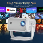 Proyector | Proyector Inteligente Local Android 14 con Soporte 4K 1080P, Wifi6 y BT 5.2, Proyectores de Interior con Enfoque Automático