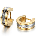 Jewelrywe Aros Pequeños Clásicos Acero Inoxidable Bicolor Aros Huggie Pendientes de Botón para Hombres y Mujeres