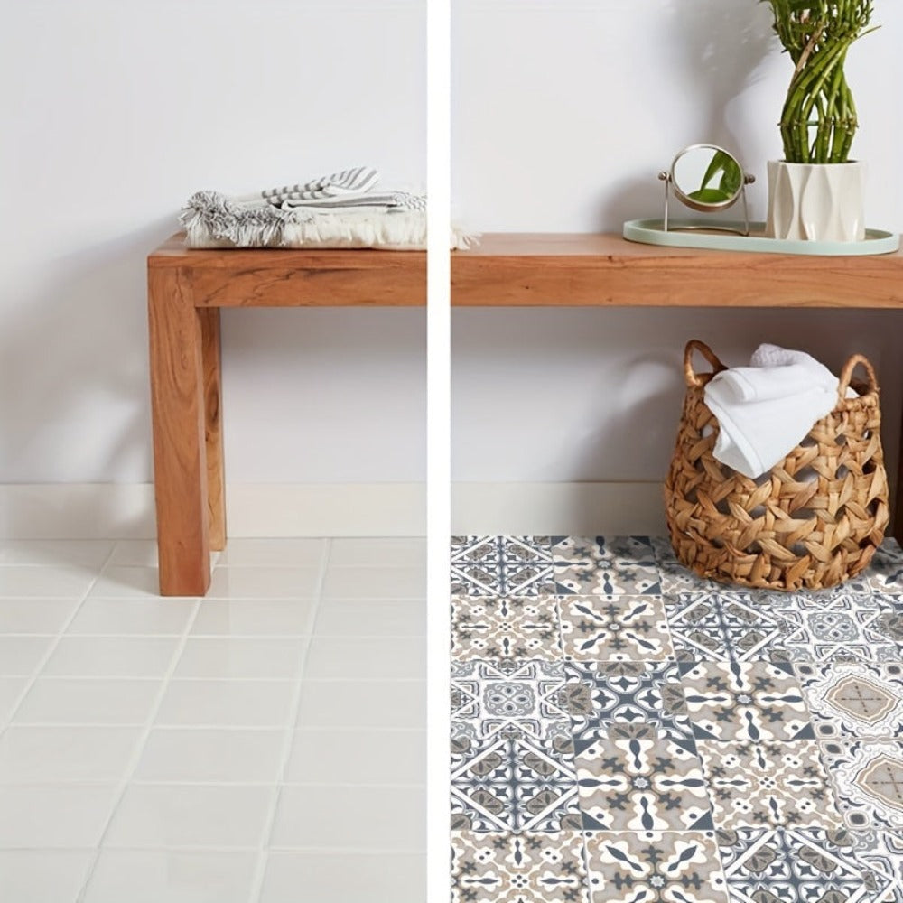 10 piezas, Pegatinas de Azulejos Impermeables para Baño, Inodoro y Sala de Estar - Antideslizantes, Autoadhesivas, Resistentes al Aceite y Fáciles de Colocar - Ideales para Crear un Suelo Elegante y Duradero