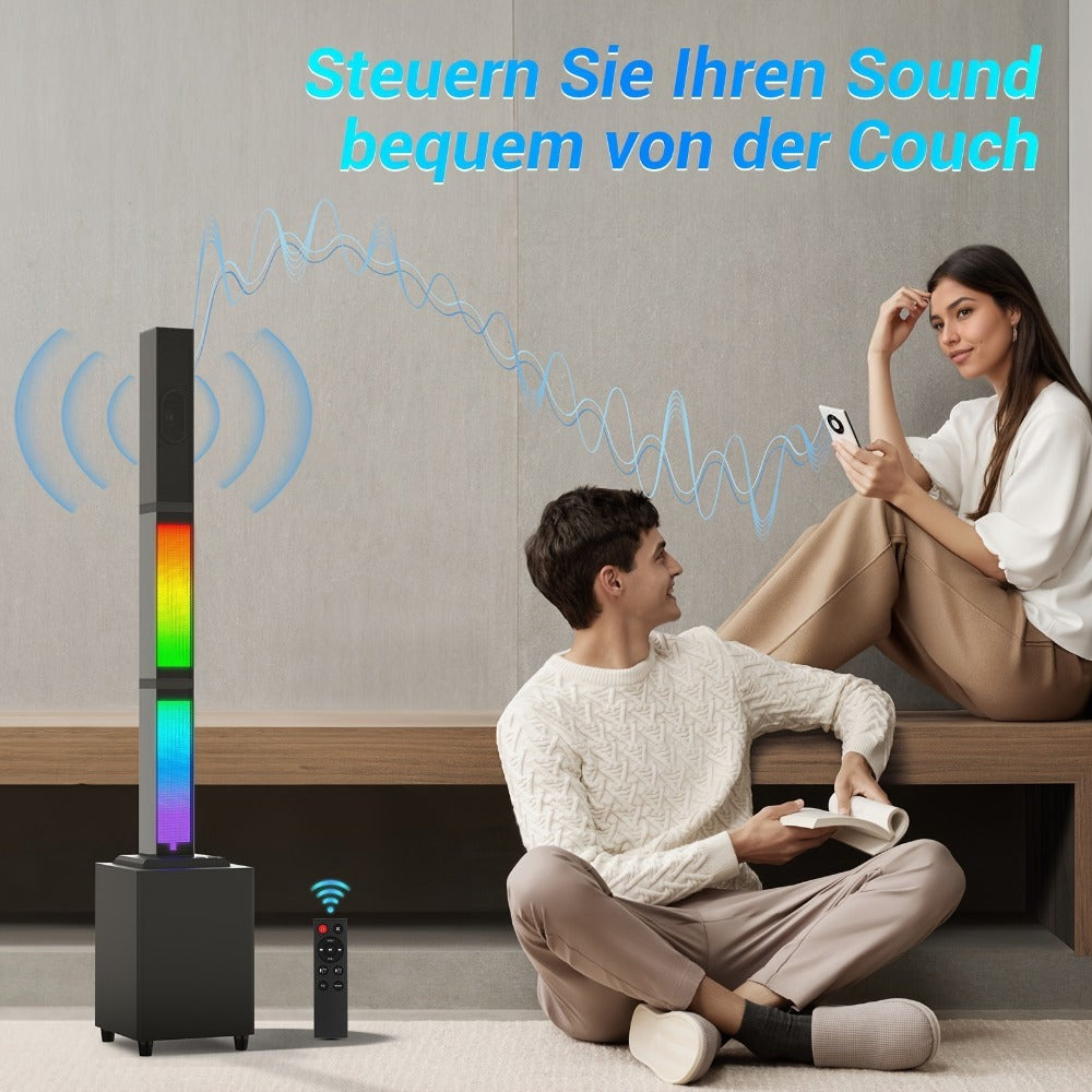 Sistema de megafonía portátil Active Powered Column Line Array, altavoz sin varillas con subwoofer, sistema de sonido de altavoz TWS, altavoz de audio sin varillas tipo división con mezclador de 3 canales, altavoces inalámbricos potentes y ruidosos, luces