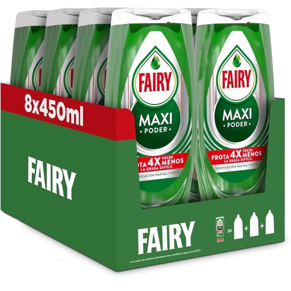 VORTEX FAIRY Maxi Poder Líquido Lavavajillas 2 x 450ml PACK AHORRO, Limpieza Fácil sin Esfuerzo Incluso En Las Sartenes y Ollas Más Grasientas