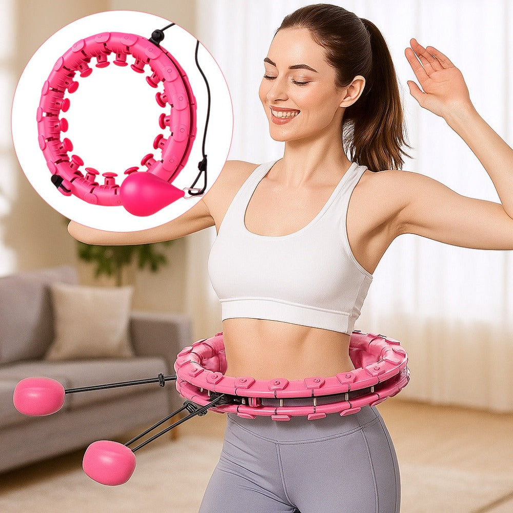Cinta de fitness inteligente ajustable con bola hueca desmontable, cintas pesadas para pérdida de peso, talla grande 46 pulgadas/117 cm, incluye 24 enlaces desmontables y entrenador de cintura para mujeres. Nudo desmontable para ejercicios en casa, dispon
