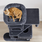 Torre rascadora para gatos 155 cm | Juego descanso y cuidado de las uñas