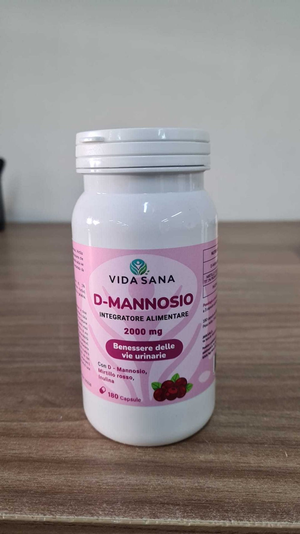 D-Mannosa Pura 2200 mg con Extracto de Arándano – 180 Cápsulas Naturales Hechas en Italia – Envío Rápido desde Almacén Local